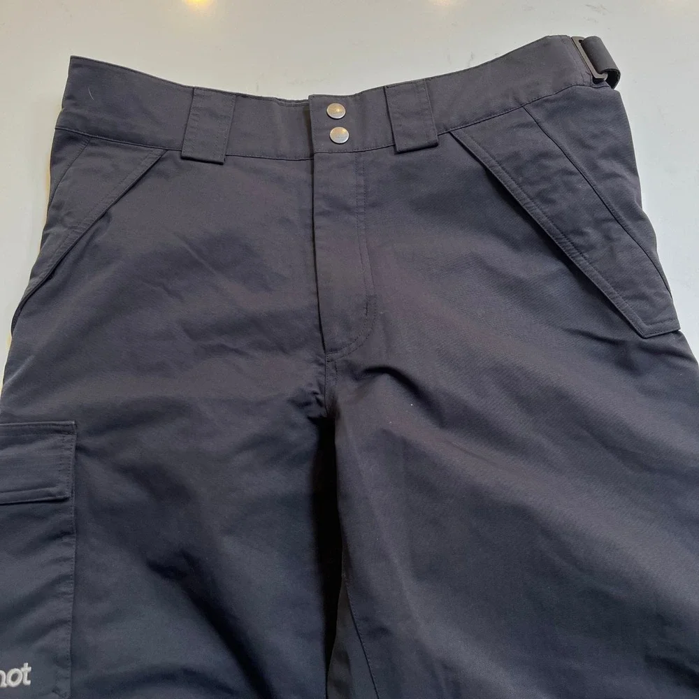 Marmot Mens Black Snoblast Pants Cargo Ski Snowboard Adjustable Waist‎ Medium
